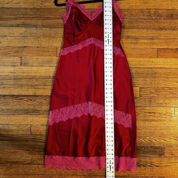 Kilo Brave Red Satin And Lace Coquette Slip Dress Size Small - Picture 12 of 16
